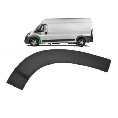 Embout - Tour d'aile avant gauche pour PEUGEOT BOXER II phase 2, depuis 2014, partie arrière, noire, Neuf