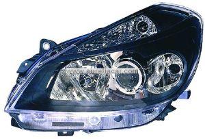 Phare Optique avant gauche pour RENAULT CLIO III phase 1, 2005 -2009, H7+H7+H1, noir, (sport), Neuf