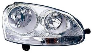 Phare Optique avant droit pour VOLKSWAGEN GOLF V 2003-2008, H7+H7, fond chromé, Neuf